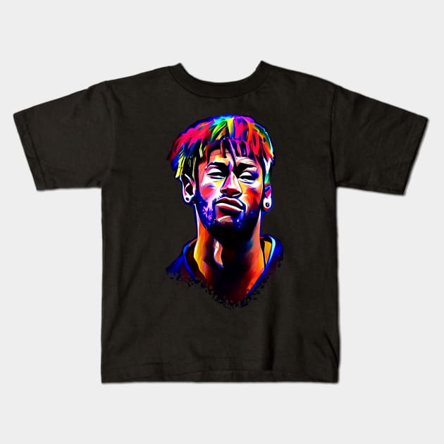 Neymar Jr popart cartoon Kids T-Shirt by BAJAJU
